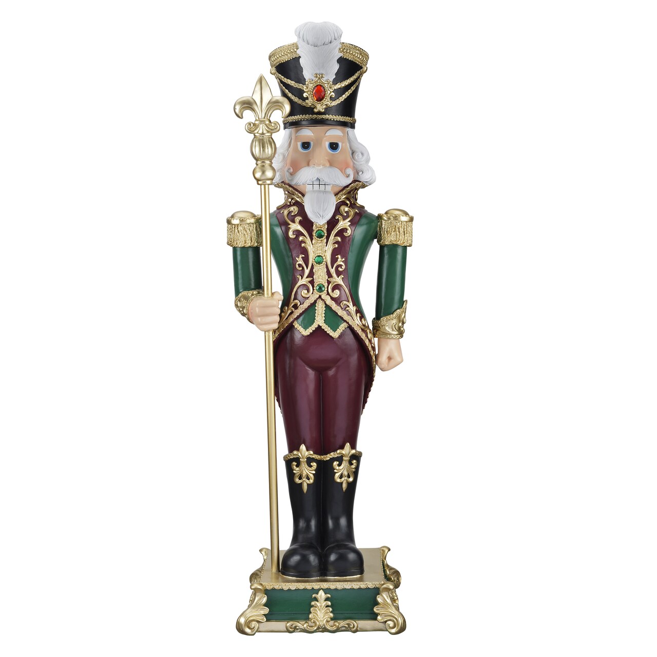 Haute Decor 35 inch Tall Solid Resin Decorative Holiday Nutcracker with Fleur de Lis